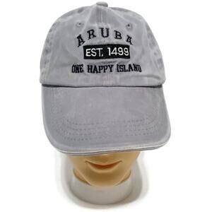 Aruba One Happy Island Ball Cap Gray Adjustable 100% Cotton
